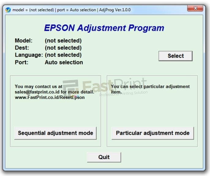 Epson l120 resetter adjustment program